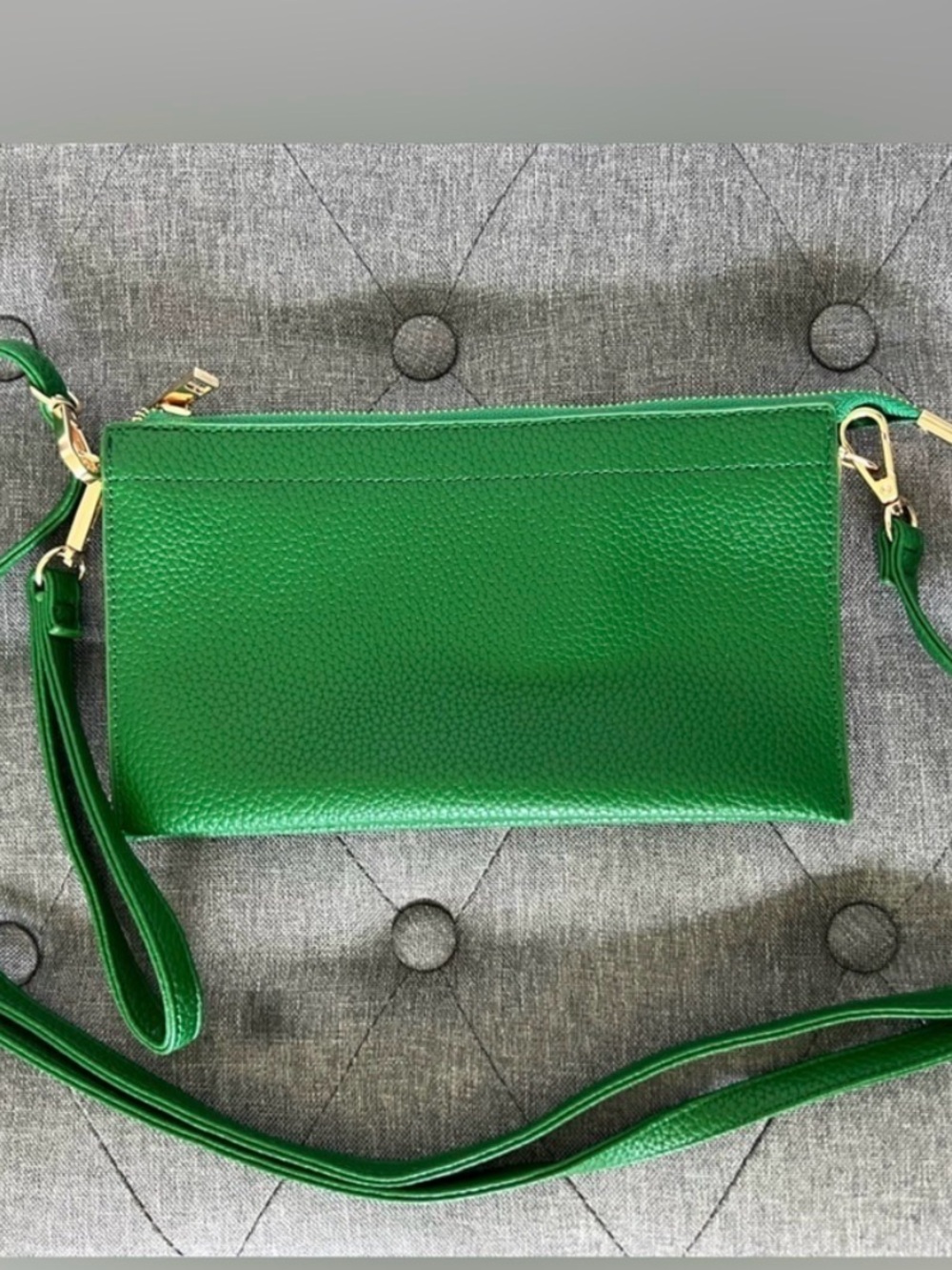 Green Leather Crossbody Wristlet - Unbranded